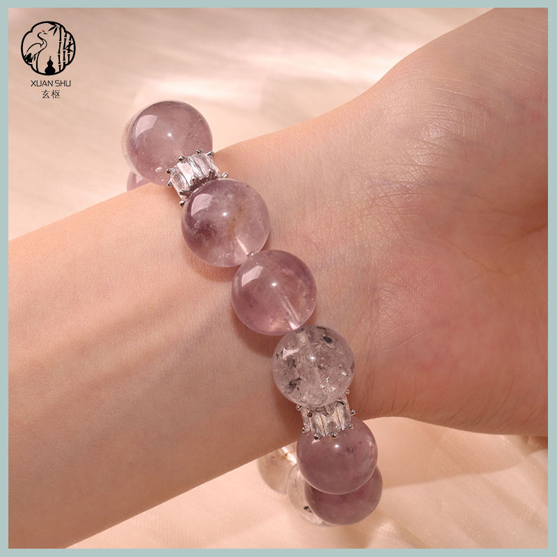 Natural Rose Quartz Clear Quartz & Lavender Jade Bracelet – Love Healing Luck and Energy Balance