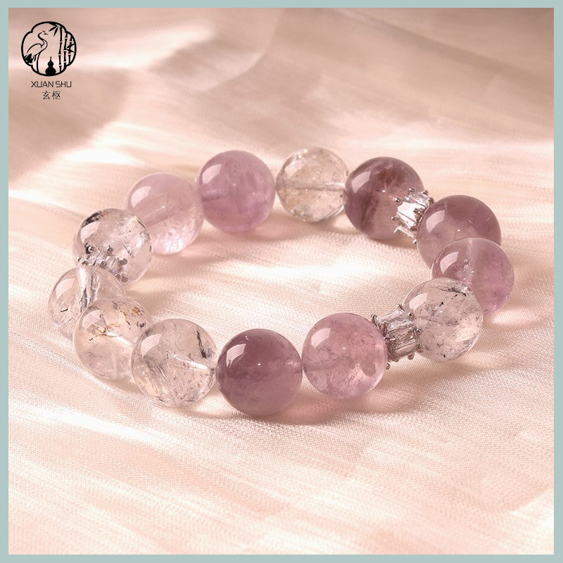 Natural Rose Quartz Clear Quartz & Lavender Jade Bracelet – Love Healing Luck and Energy Balance