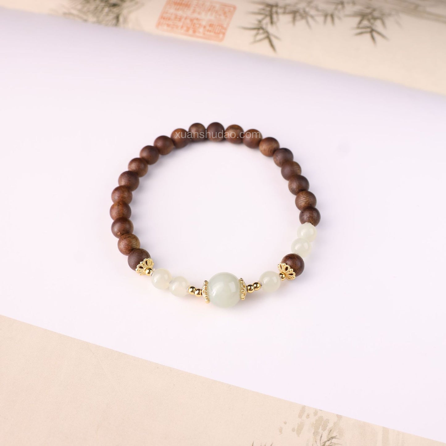 Agarwood Beads & Hetian Jade Bracelet – Feng Shui Protection & Wealth Attraction