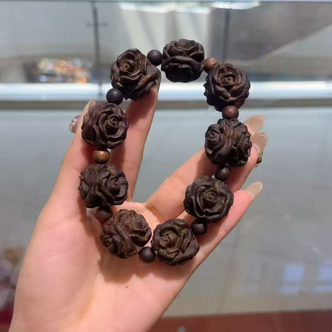 Agarwood Floral Bead Bracelet – Divine Connection & Spiritual Clarity