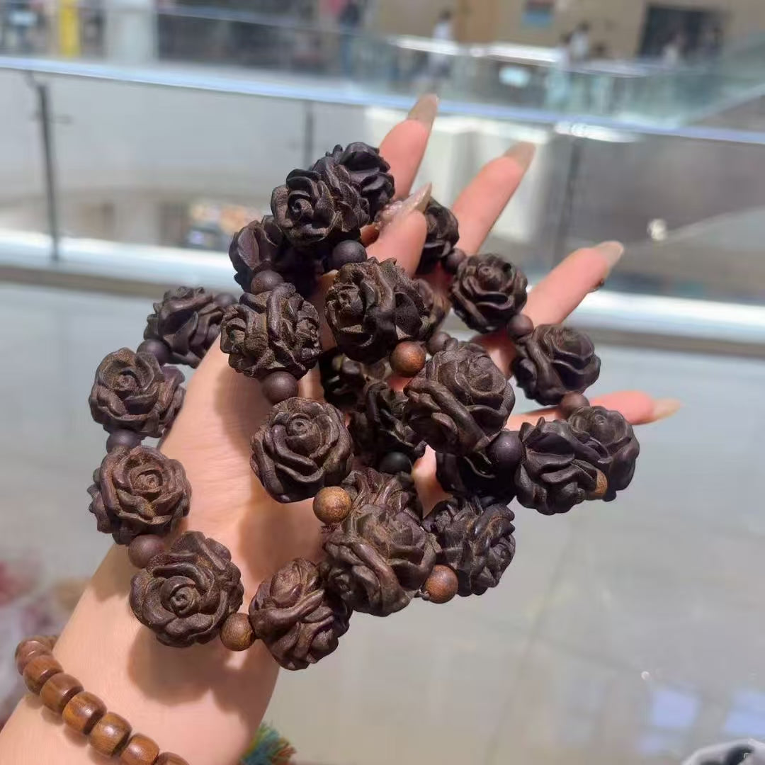 Agarwood Floral Bead Bracelet – Divine Connection & Spiritual Clarity