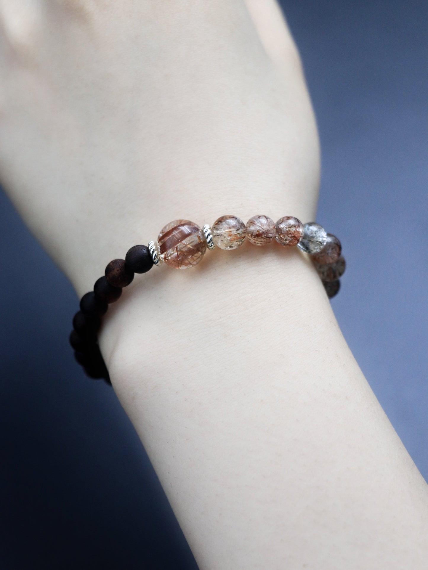 Black Super Seven & Agarwood Bracelet – Wisdom, Clarity & Spiritual Awakening XUANSHU