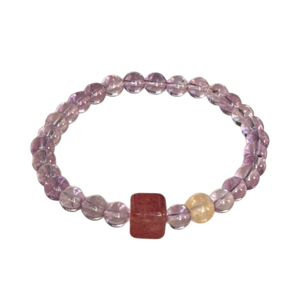 Brazilian Amethyst Citrine Strawberry Crystal Bracelet – Wealth & Balance