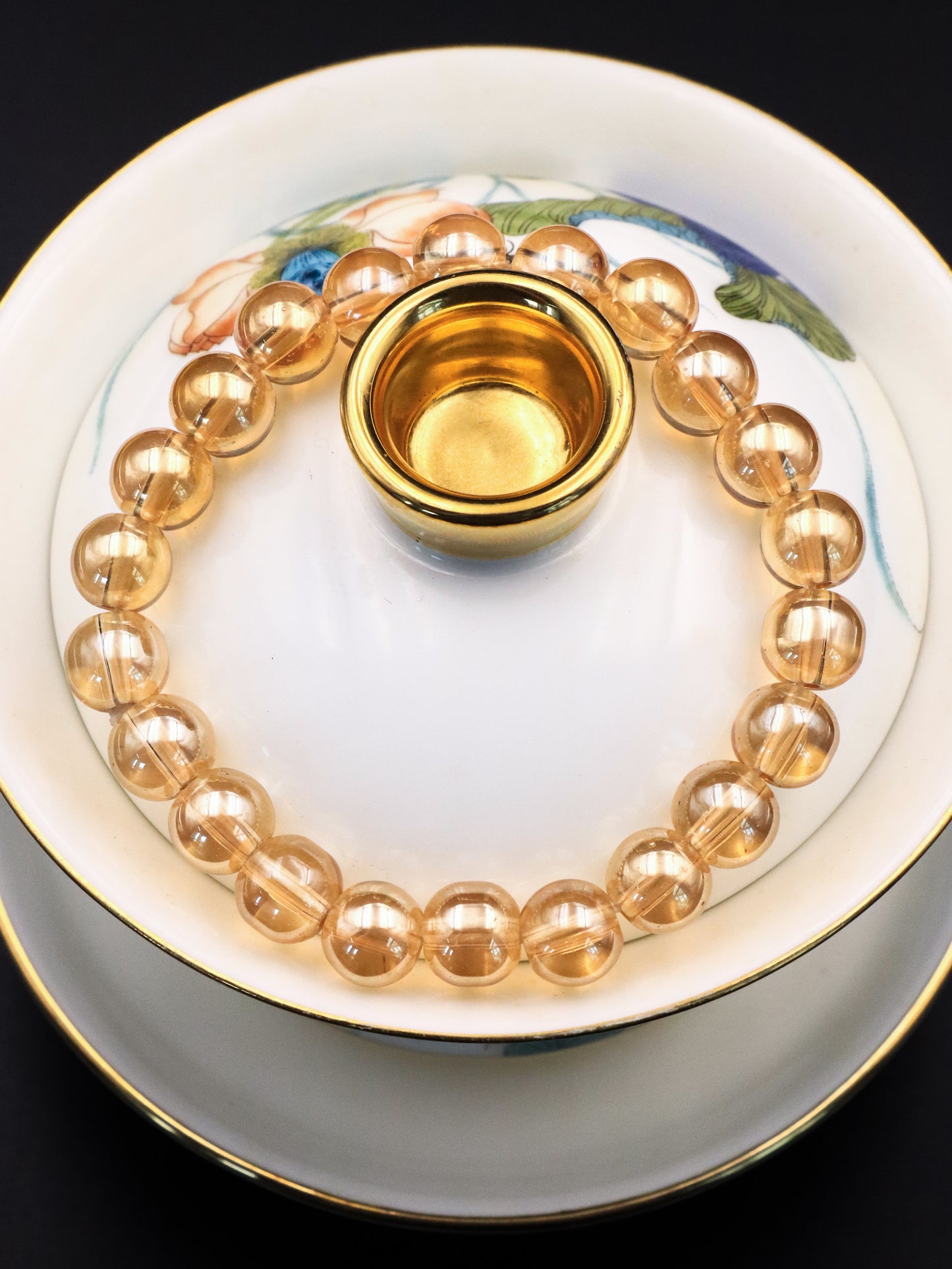 Champagne Colored Glaze Bead Bracelet - Harmonizing