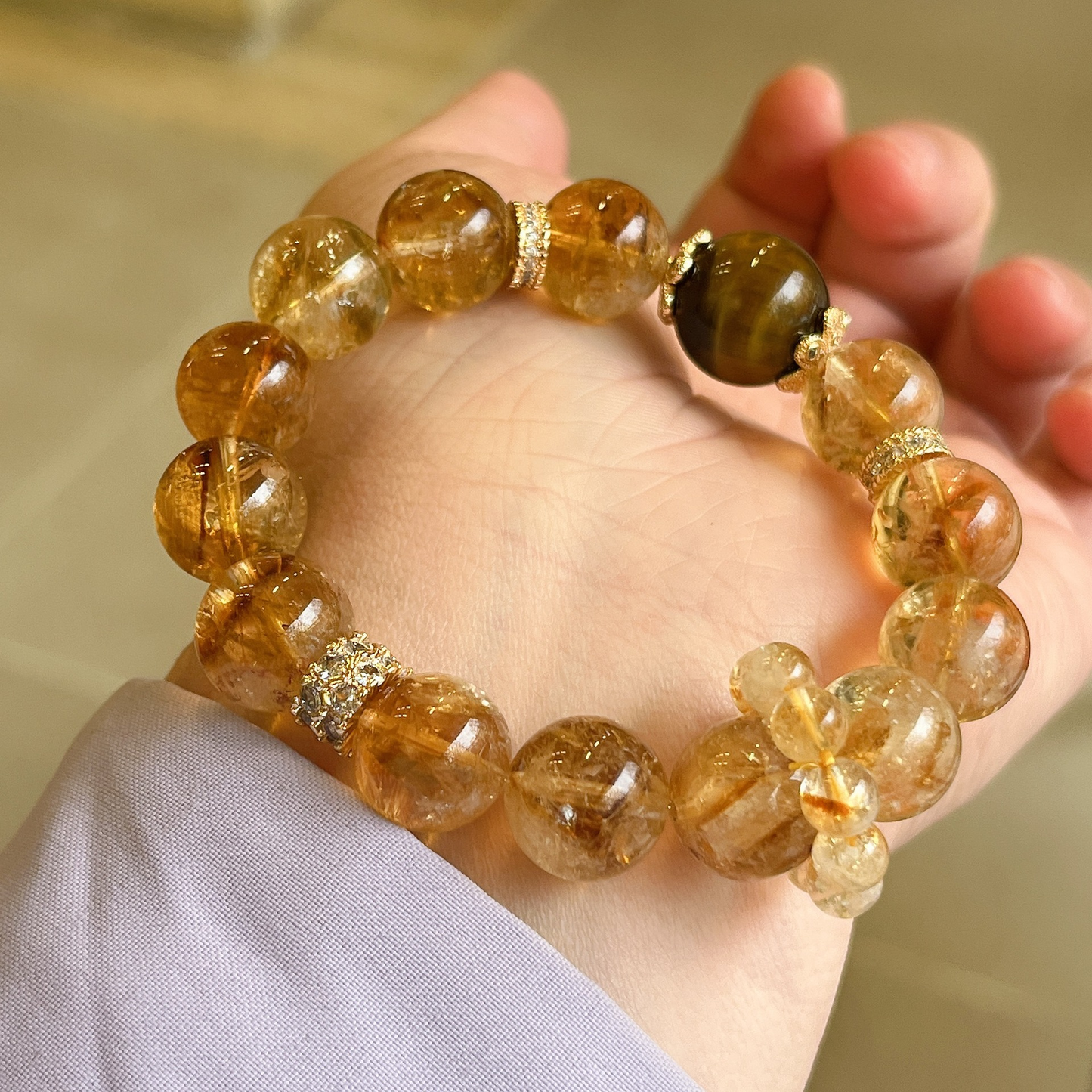 Golden Citrine Tower Crystal Bracelet β Energy Boost & Solar Plexus Activation