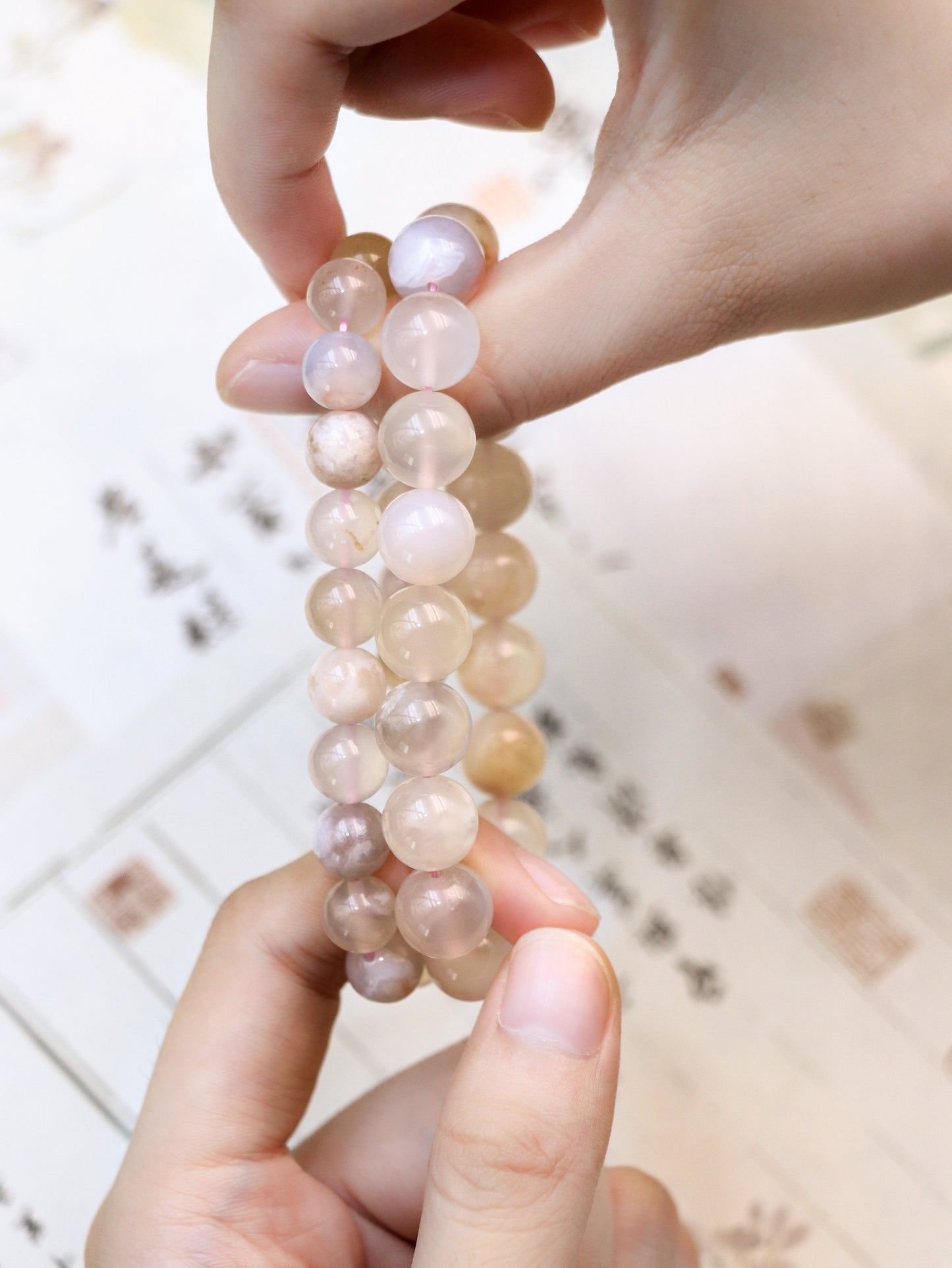 Cherry Blossom Agate Crystal Bracelet – Nurturing Calm & Inner Peace XUANSHU
