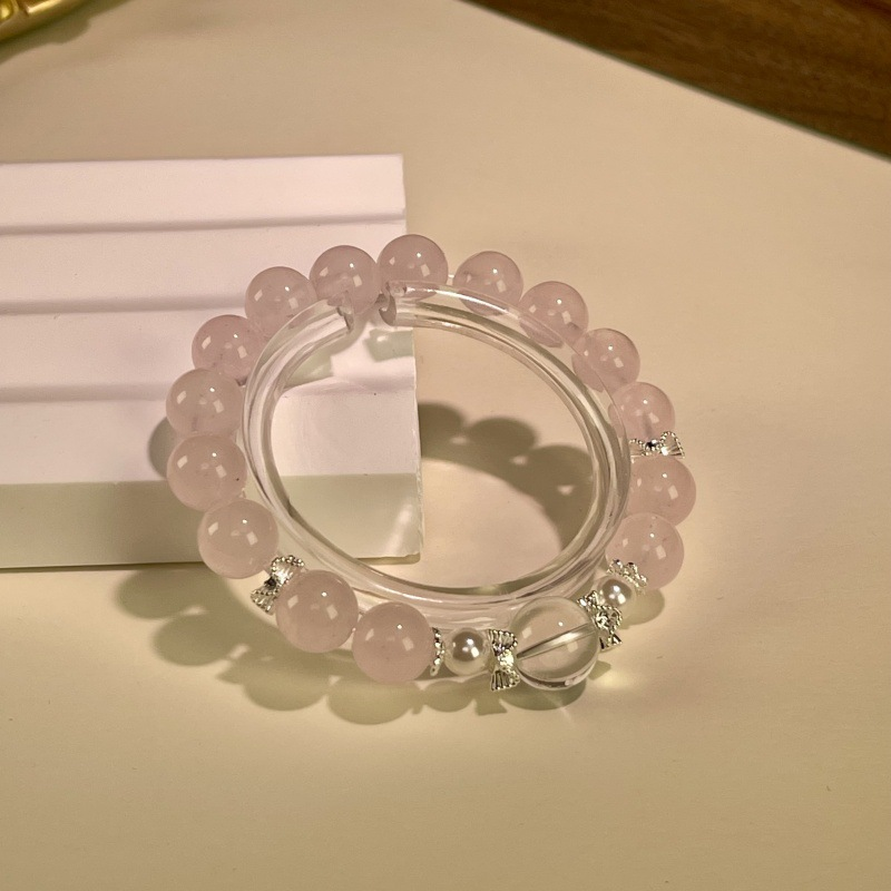 Rose Quartz and Clear Quartz Stretch Bracelet – Attract Soulmate and Supportive People
