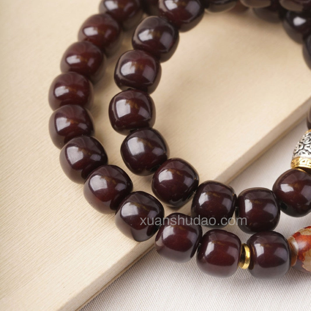 Black Bodhi Root Dzi Beads Double-Wrap Bracelet – Remove Sha Energy & Attract Wealth & Enhance Luck