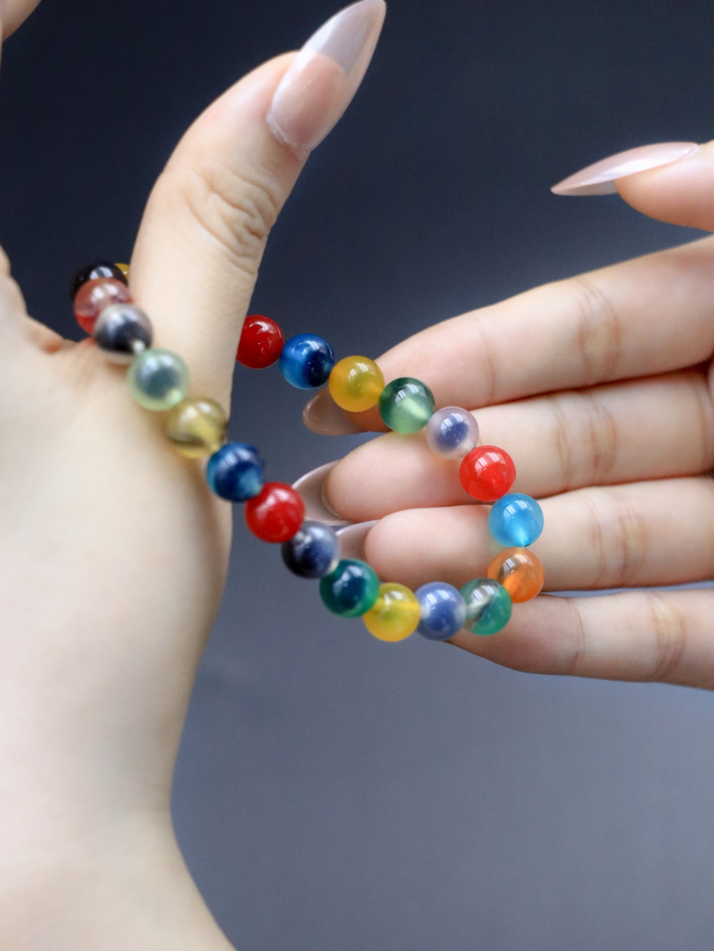 Natural Candy-Heart Agate Bracelet – Grounding, Joy & Aura Cleansing