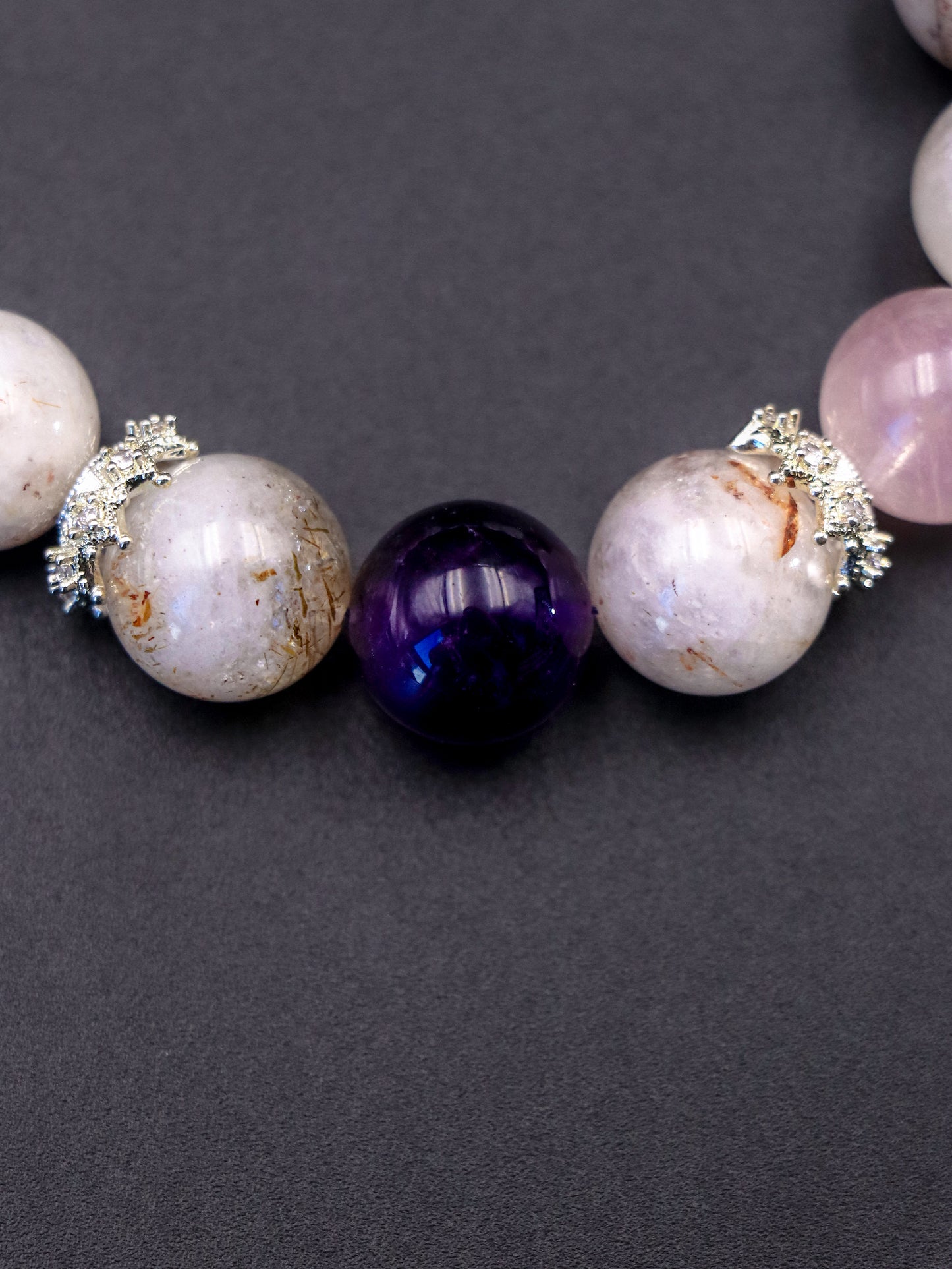 Mystic Harmony Crystal Bracelet - Black Super Seven & Ghost Quartz & Rose Quartz & Amethyst Blend