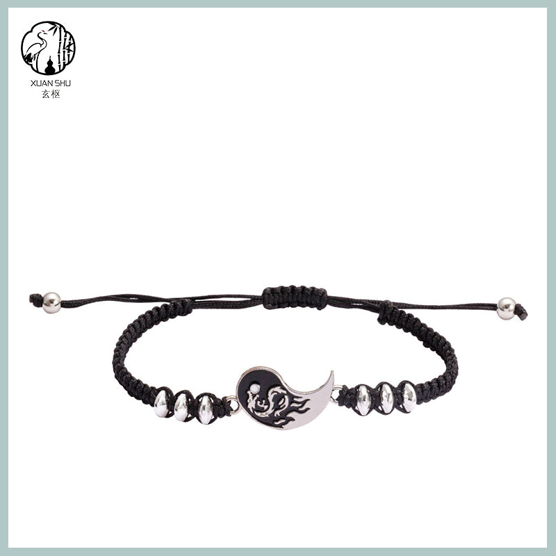 Tai Chi Bagua Dragon Pattern Couple Bracelet and Necklace Set-Dissipating Negative Energy, Attracting Good Luck and Health
