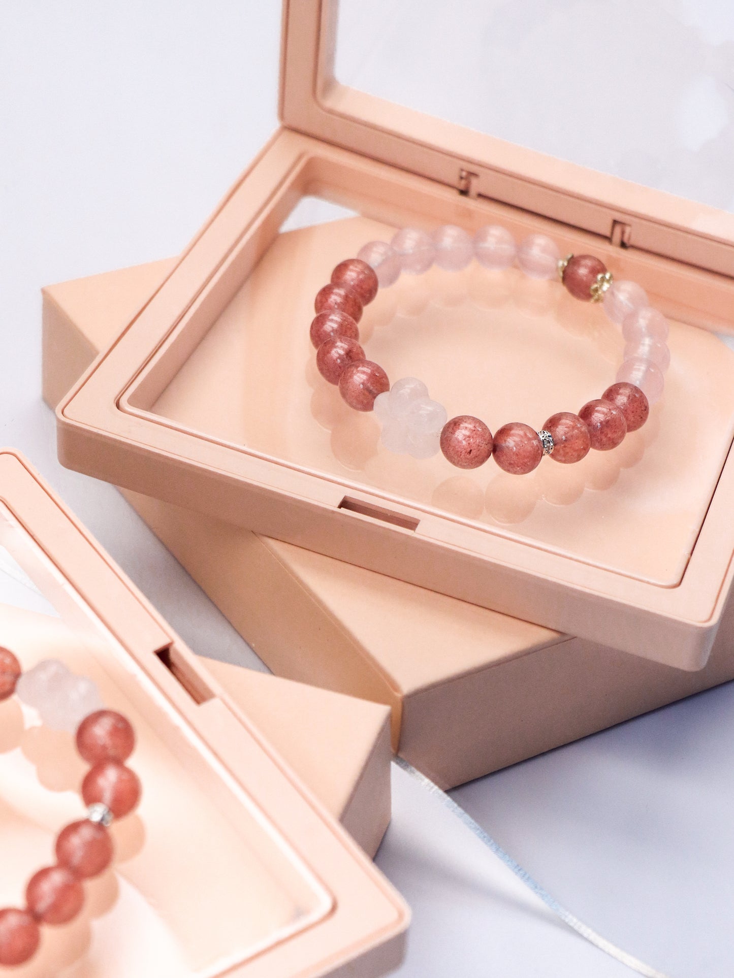 Strawberry Quartz & Rose Quartz Bracelet – Fire-Earth Harmony for Love & Healing
