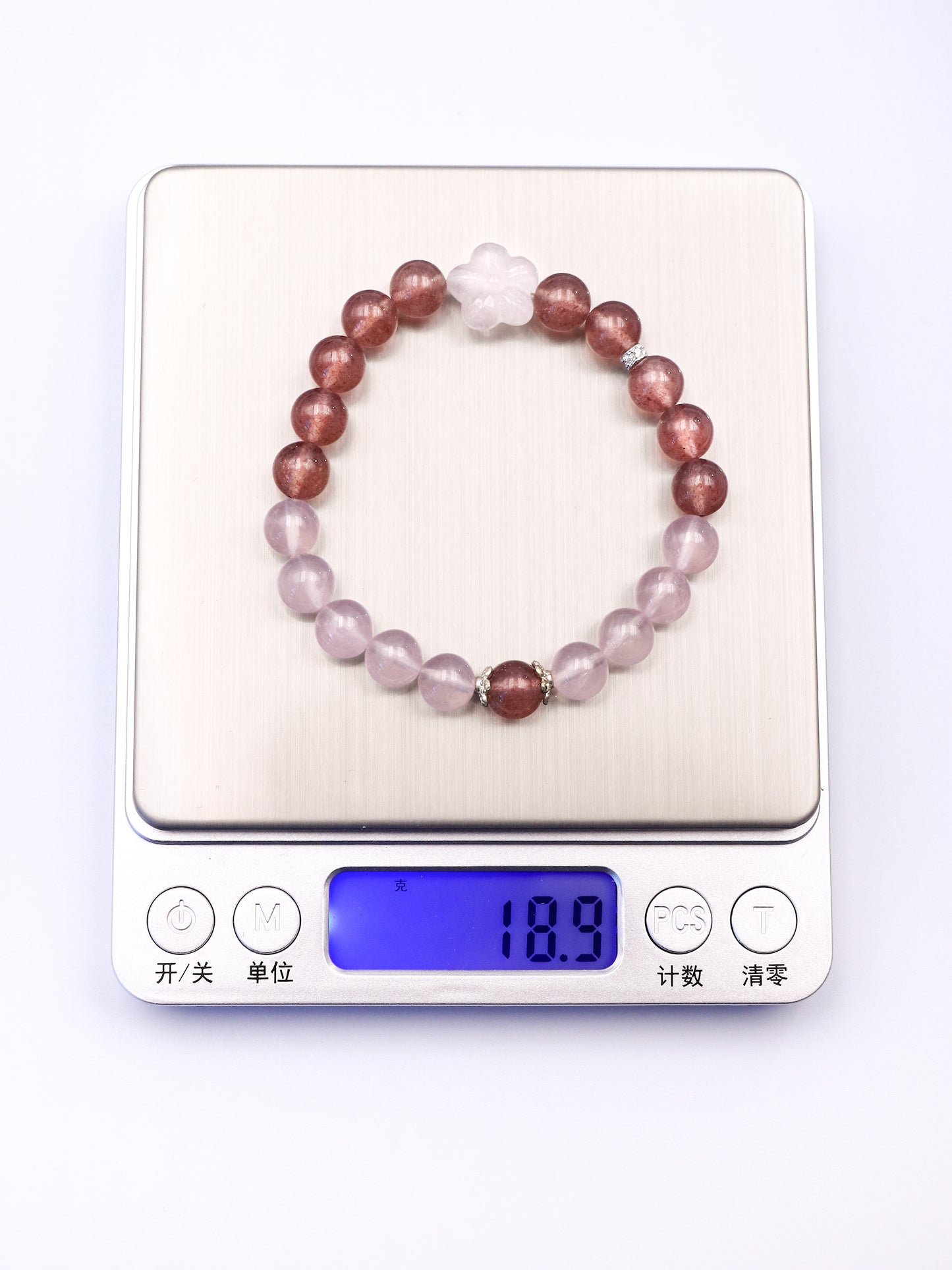Strawberry Quartz & Rose Quartz Bracelet – Fire-Earth Harmony for Love & Healing