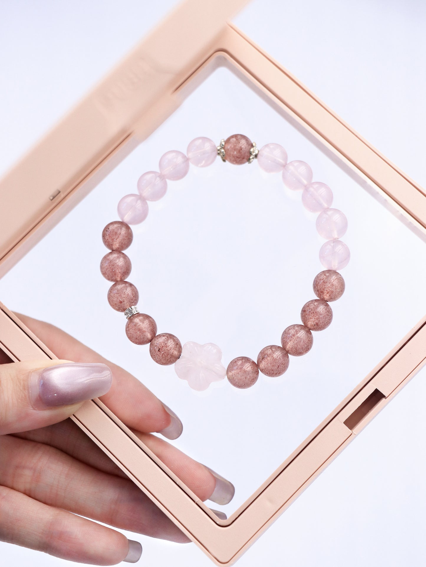 Strawberry Quartz & Rose Quartz Bracelet – Fire-Earth Harmony for Love & Healing