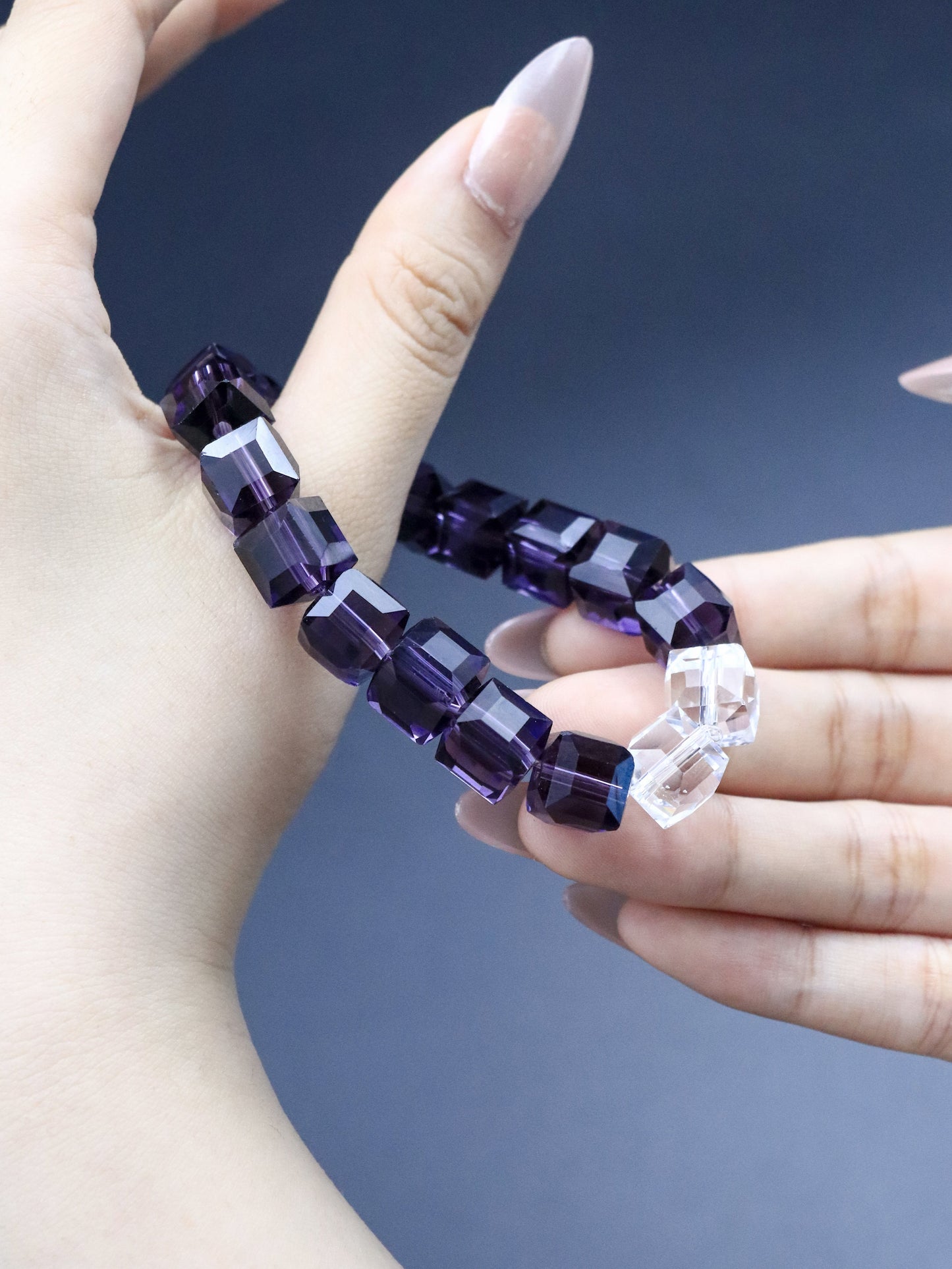Amethyst-Colored Glazed Candy Cube Bracelet – For Wisdom & Creativity XUANSHU