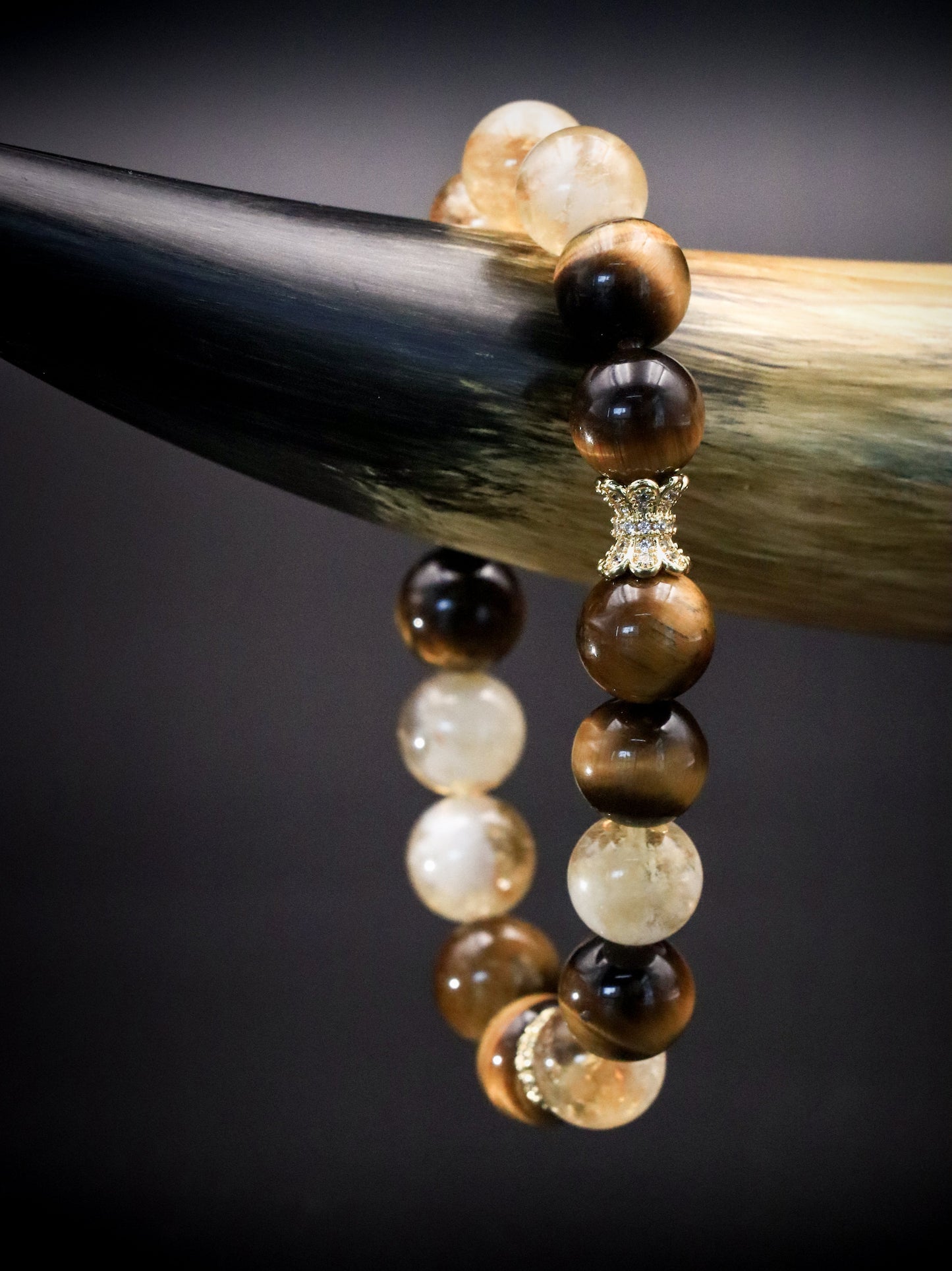 Five Elements Citrine & Tiger’s Eye Bracelet – Earth and Metal Energy for Wealth & Fortune XUANSHU