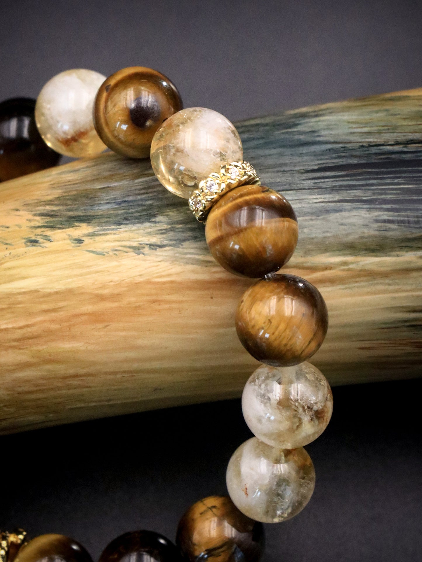 Five Elements Citrine & Tiger’s Eye Bracelet – Earth and Metal Energy for Wealth & Fortune XUANSHU
