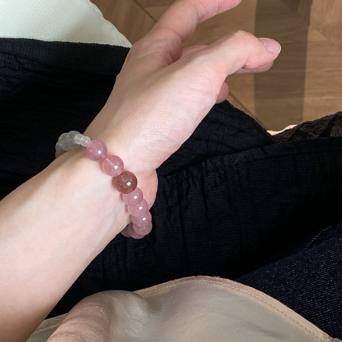 Natural Amethys Moonstone & Strawberry Quartz Bracelet – Balance Energy & Enhance Intuition
