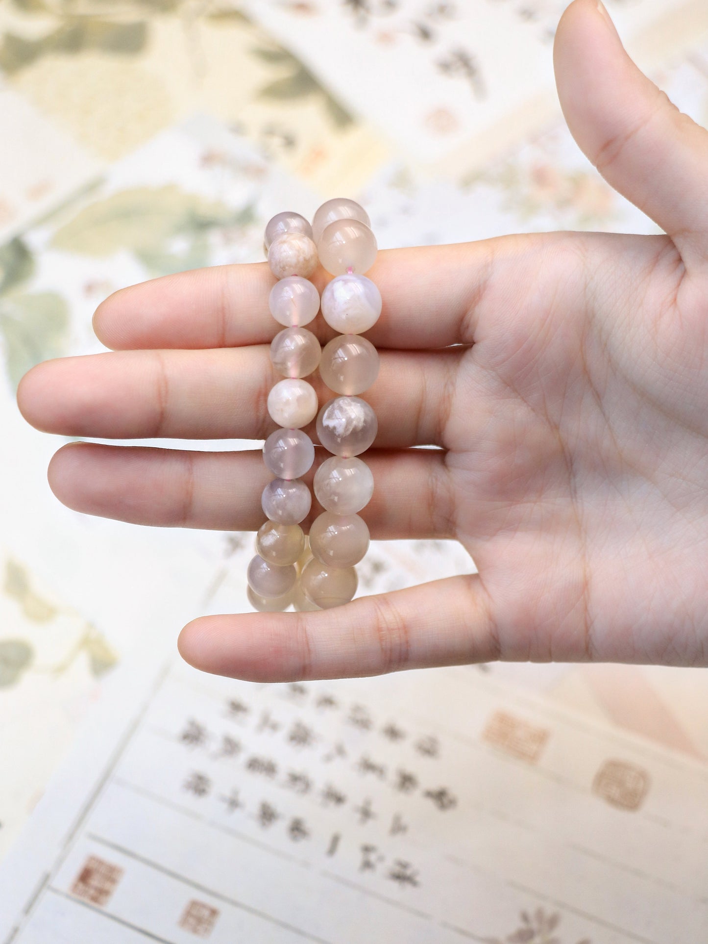 Cherry Blossom Agate Crystal Bracelet – Nurturing Calm & Inner Peace XUANSHU