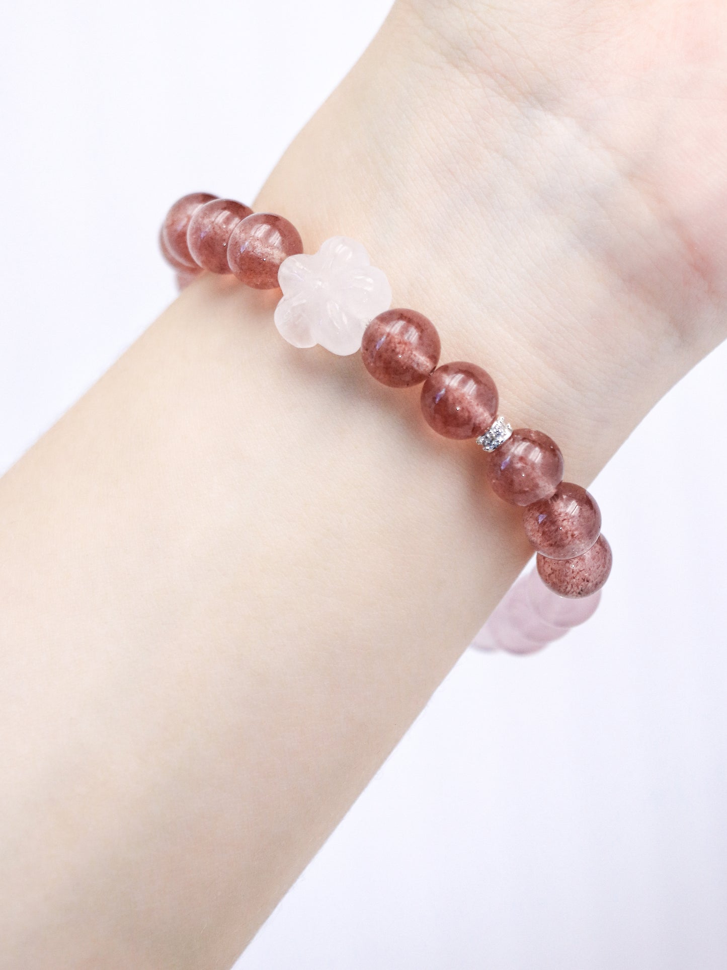 Strawberry Quartz & Rose Quartz Bracelet – Fire-Earth Harmony for Love & Healing