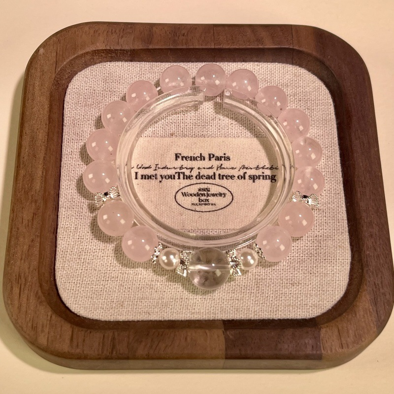 Rose Quartz and Clear Quartz Stretch Bracelet – Attract Soulmate and Supportive People