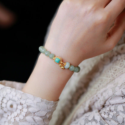 Hetian Jade Beads & Jadeite Pumpkin Turquoise Charm Bracelet