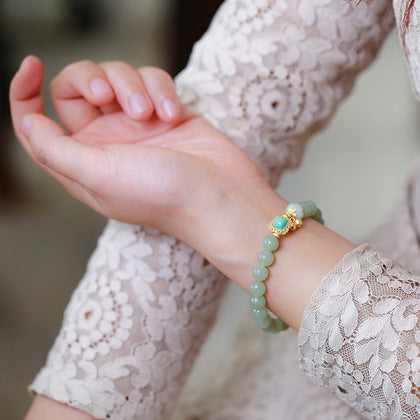 Hetian Jade Beads & Jadeite Pumpkin Turquoise Charm Bracelet