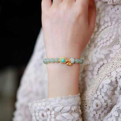 Hetian Jade Beads & Jadeite Pumpkin Turquoise Charm Bracelet