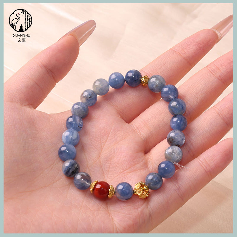 Kyanite and Red Agate Handmade Crystal Bracelet – Balance, Protection & Harmony