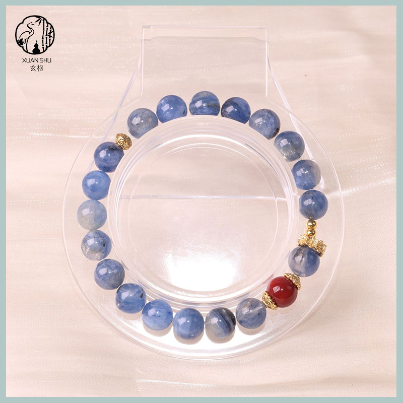 Kyanite and Red Agate Handmade Crystal Bracelet – Balance, Protection & Harmony