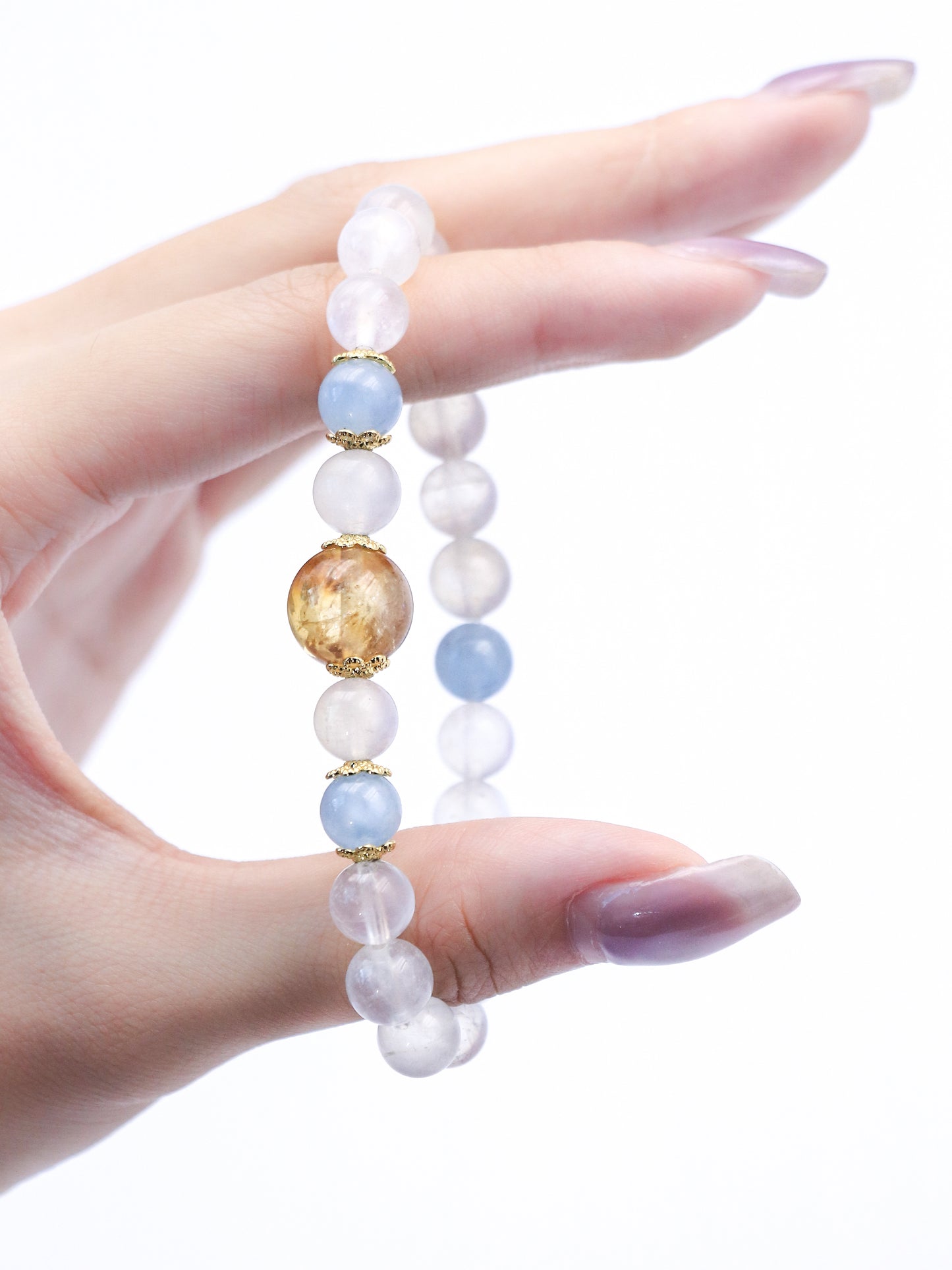 Moonstone, Citrine & Aquamarine Bracelet – Water-Earth-Fire Energy Healing