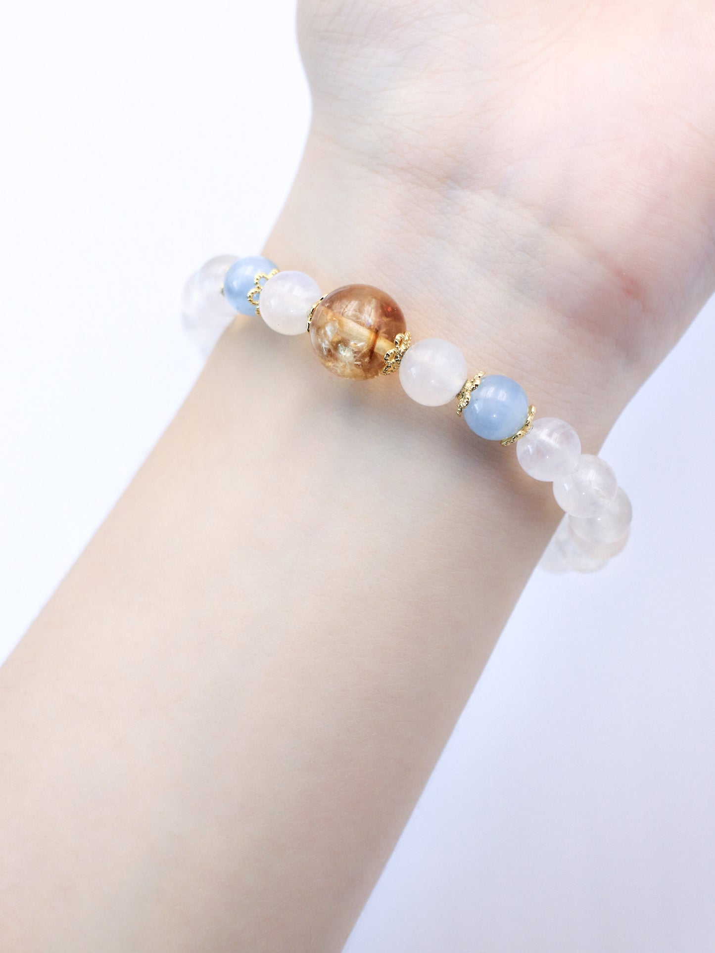 Moonstone, Citrine & Aquamarine Bracelet – Water-Earth-Fire Energy Healing