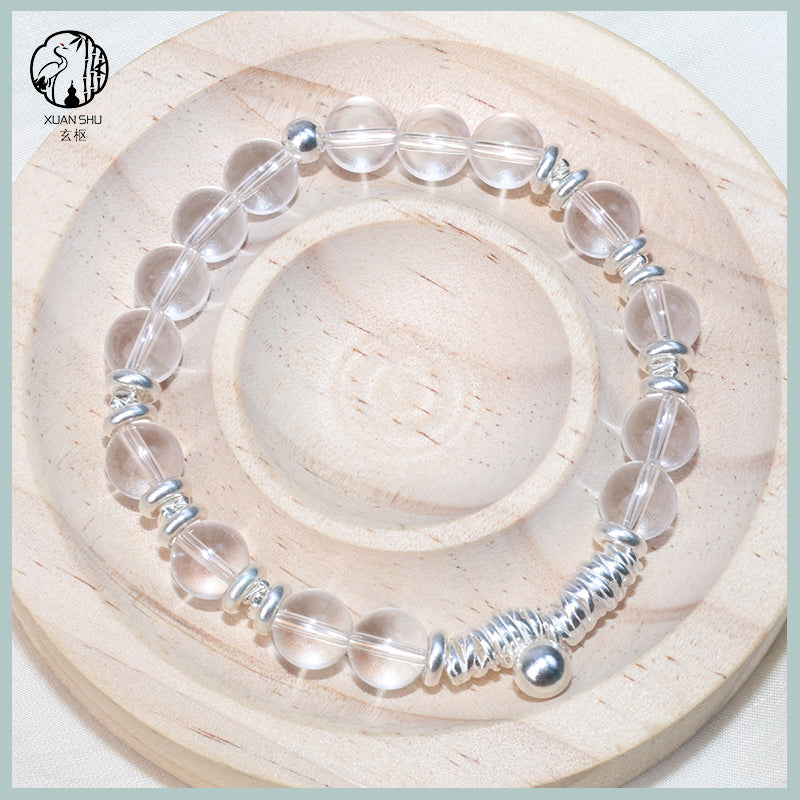 Natural Clear Quartz & Sterling Silver Bracelet – Healing Crystal Jewelry for Clarity, Protection & Positive Energy