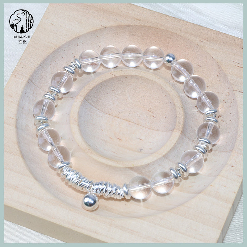 Natural Clear Quartz & Sterling Silver Bracelet – Healing Crystal Jewelry for Clarity, Protection & Positive Energy