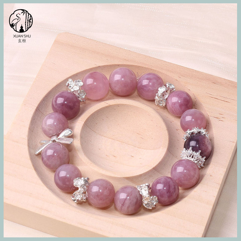 Natural Lilac Phantom & Rose Quartz Bracelet – Spiritual Healing & Emotional Balance