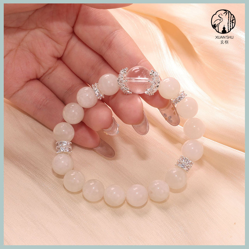 Natural Pink & Clear Crystal Bracelet – Heart Chakra Healing & Energy Balancing Gemstone Jewelry