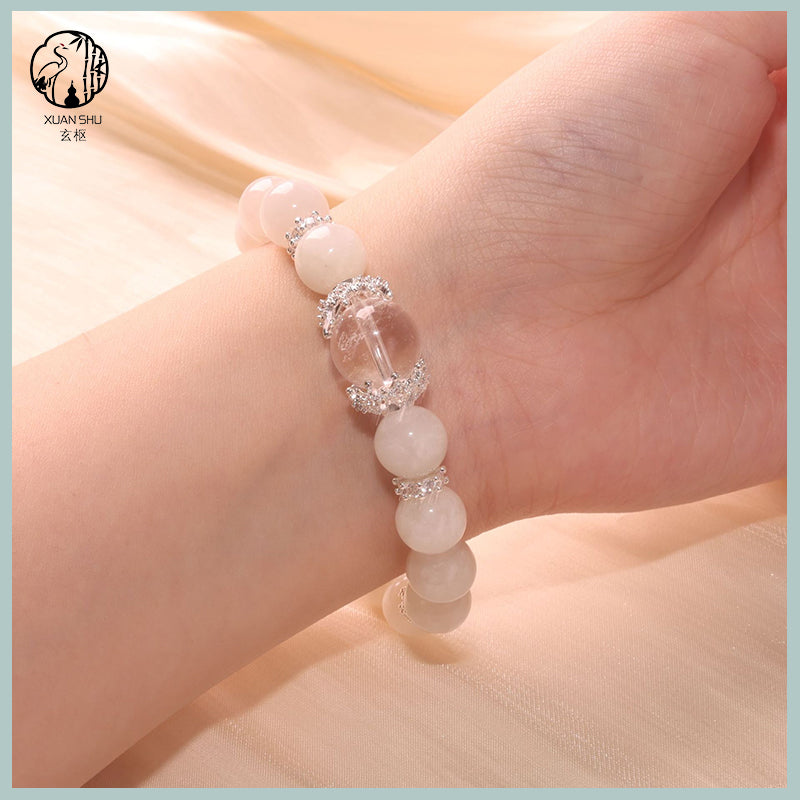 Natural Pink & Clear Crystal Bracelet – Heart Chakra Healing & Energy Balancing Gemstone Jewelry