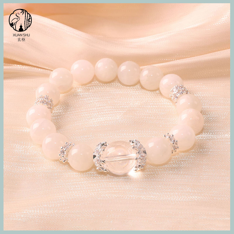 Natural Pink & Clear Crystal Bracelet – Heart Chakra Healing & Energy Balancing Gemstone Jewelry