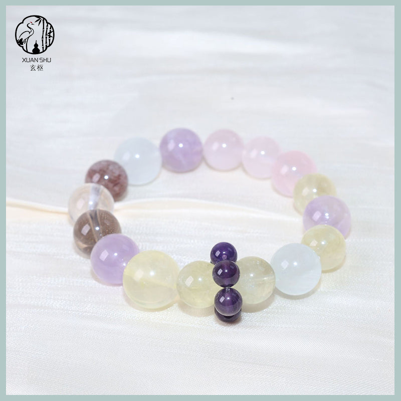 Natural Rose Quartz & Citrine Multi-Gemstone Bracelet – Love, Wealth & Positive Energy