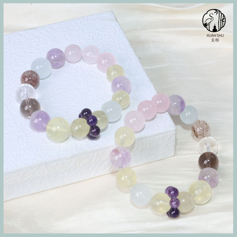 Natural Rose Quartz & Citrine Multi-Gemstone Bracelet – Love, Wealth & Positive Energy