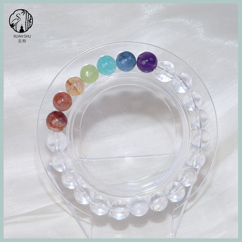 Natural Seven-Color Multi-Gemstone Crystal Bracelet – Energy Healing & Chakra Balancing Jewelry