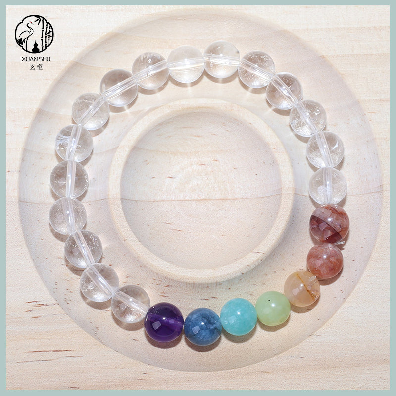 Natural Seven-Color Multi-Gemstone Crystal Bracelet – Energy Healing & Chakra Balancing Jewelry