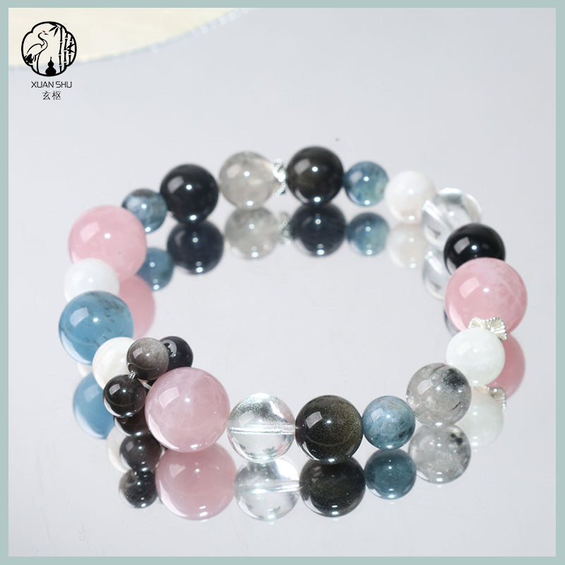 Natural White Quartz & Rose Quartz Multi-Stone Crystal Bracelet – Healing, Energy & Chakra Balance Jewelry