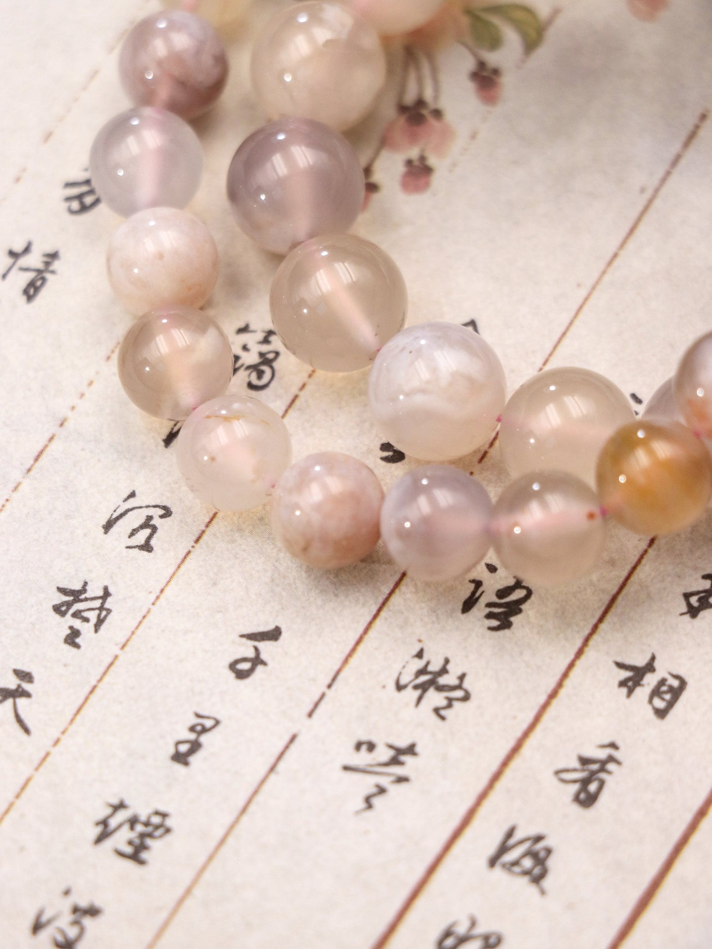 Cherry Blossom Agate Crystal Bracelet – Nurturing Calm & Inner Peace XUANSHU