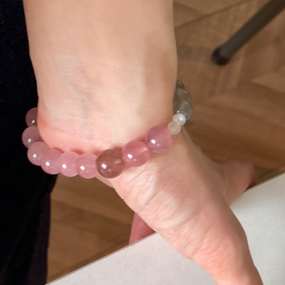Natural Amethys Moonstone & Strawberry Quartz Bracelet – Balance Energy & Enhance Intuition