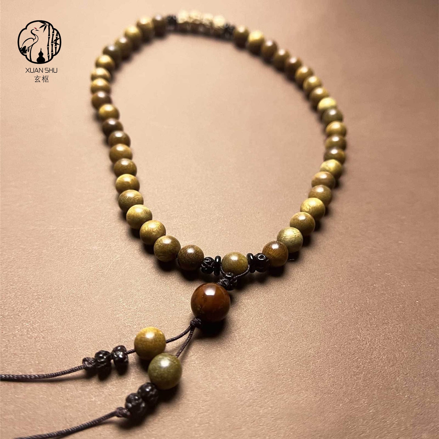 Natural Green Sandalwood and Purple Gold Mouse Sandalwood Double Circle Passion Fruit Seed Bracelet - Enhance Fortune&Wealth& Health