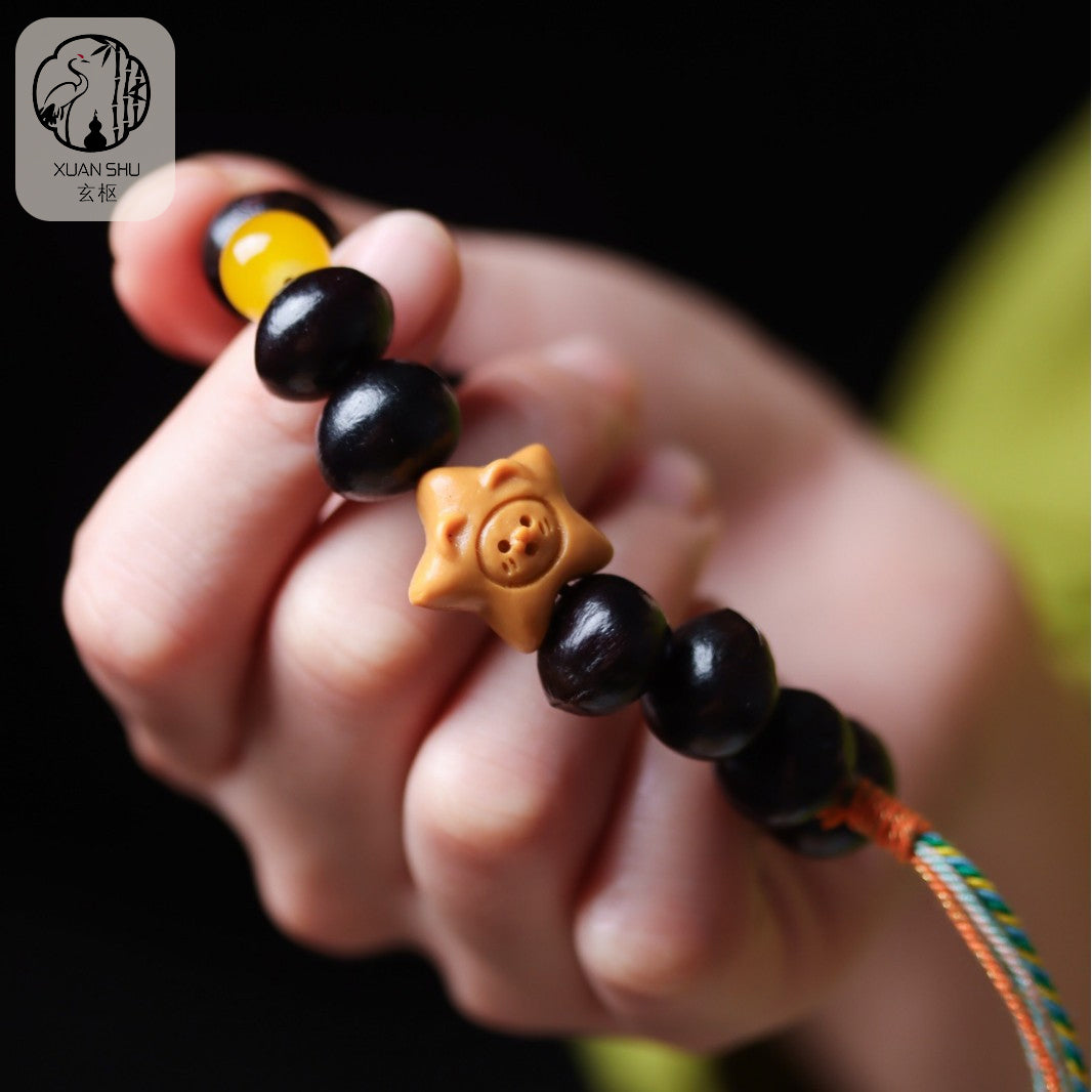 Natural Soapberry Star Tassel Bracelet - Feng Shui Protection & Good Luck Amulet