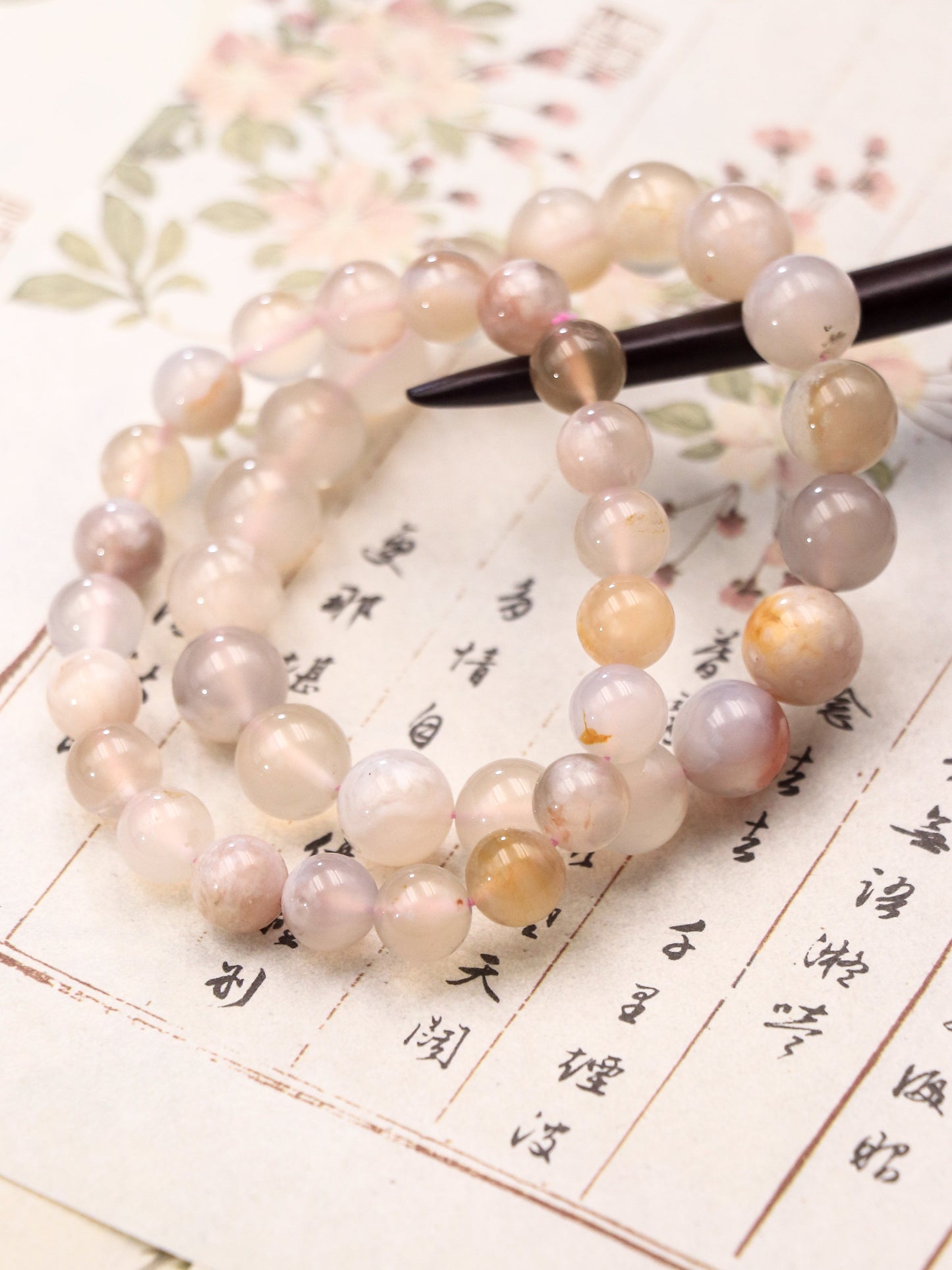Cherry Blossom Agate Crystal Bracelet – Nurturing Calm & Inner Peace XUANSHU
