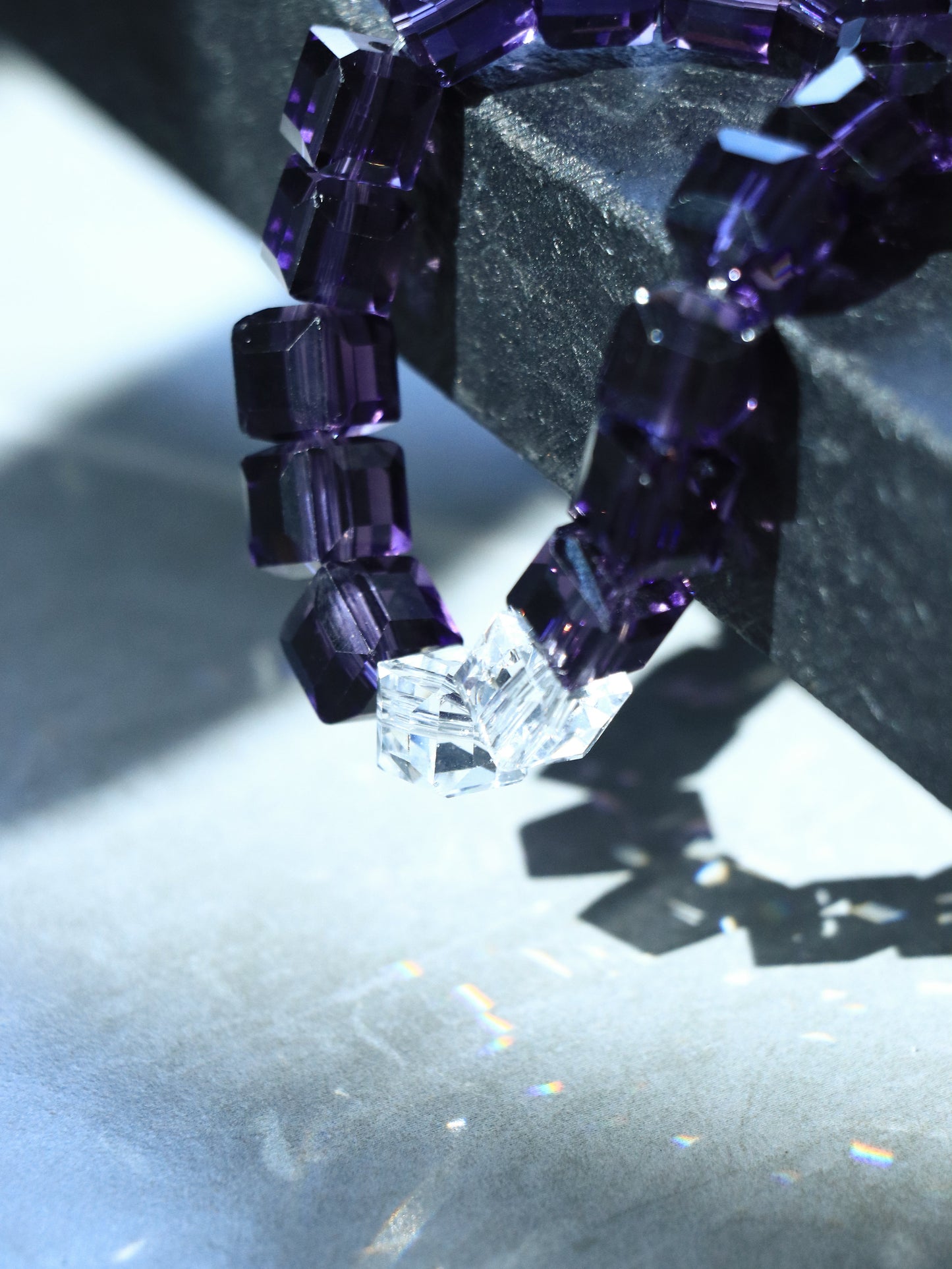 Amethyst-Colored Glazed Candy Cube Bracelet – For Wisdom & Creativity XUANSHU