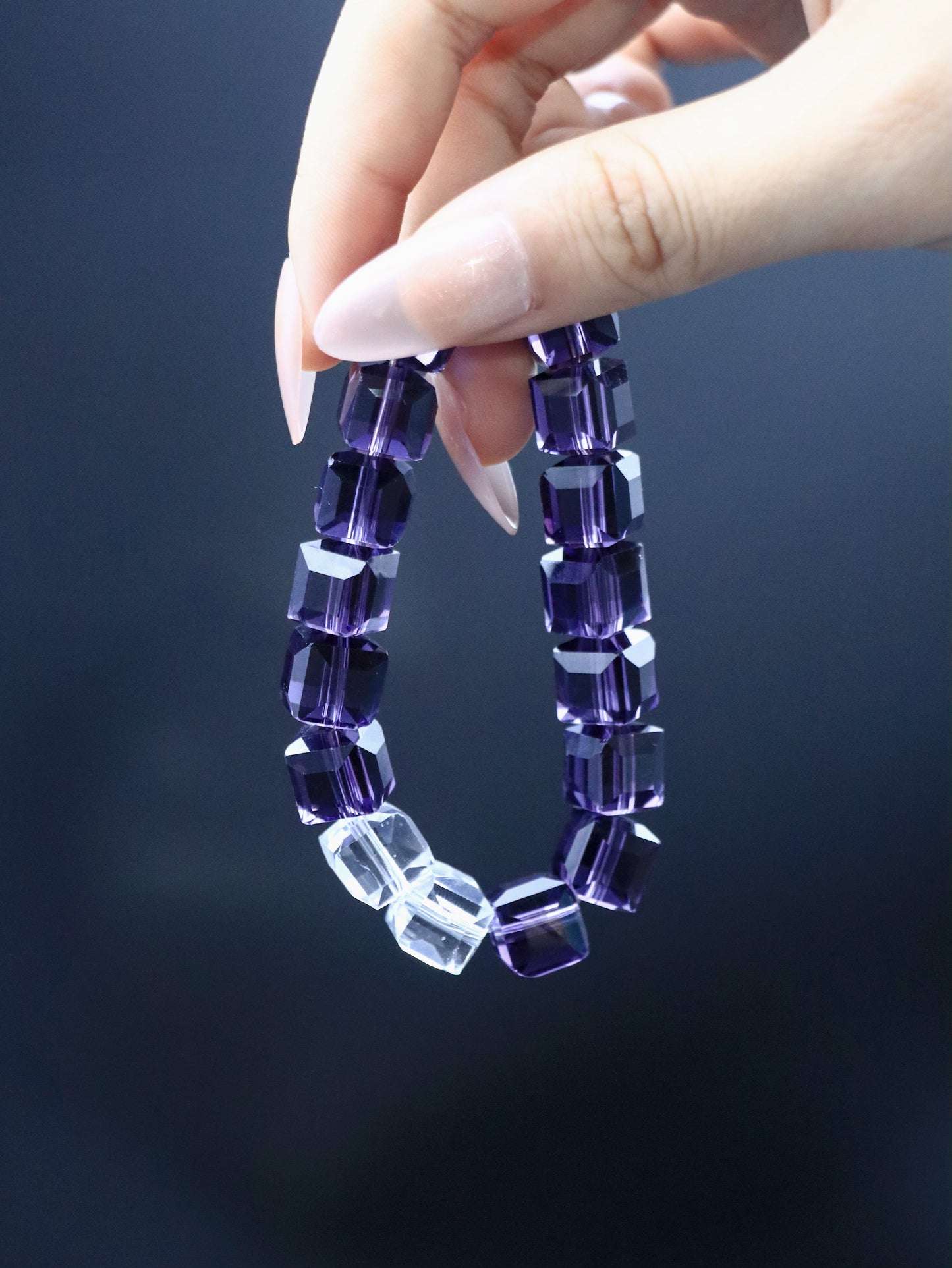 Amethyst-Colored Glazed Candy Cube Bracelet – For Wisdom & Creativity XUANSHU